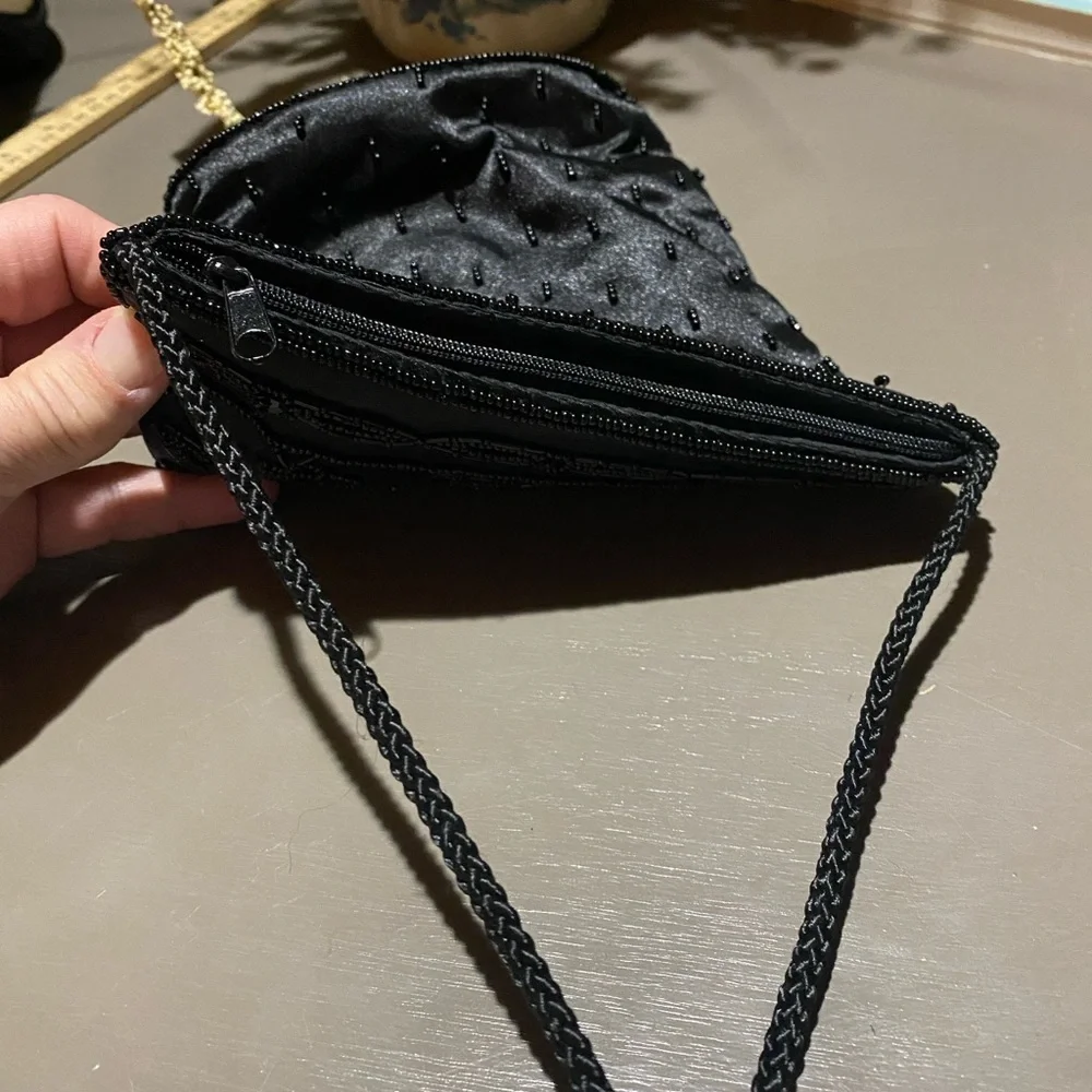 Black Floral Beaded Evening/Shoulder Bag - Picture 7 of 12